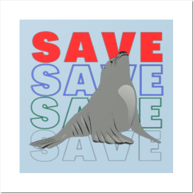 Save Sea Lion Wall Art by Jerry the Artist